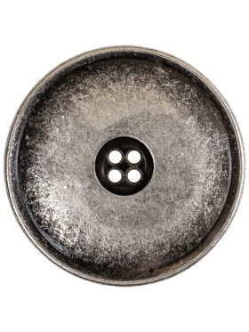 Weathered Silver Narrow Rim Low Convex 4-Hole Metal Button – 44L/28mm Weathered Silver Narrow Rim Low Convex 4-Hole Metal Button – 44L/28mm