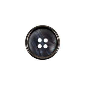Italian Iridescent Gray 4 Hole Button with Gunmetal Rim – 25L/16mm Italian Iridescent Gray 4 Hole Button with Gunmetal Rim – 25L/16mm