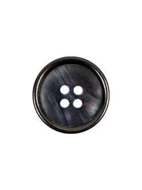 Italian Iridescent Gray 4 Hole Button with Gunmetal Rim – 25L/16mm Italian Iridescent Gray 4 Hole Button with Gunmetal Rim – 25L/16mm