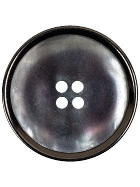 Italian Iridescent Gray 4 Hole Button with Gunmetal Rim – 44L/28mm Italian Iridescent Gray 4 Hole Button with Gunmetal Rim – 44L/28mm