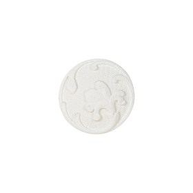 White Floral Embossed Shank Back Plastic Button – 24L/15mm White Floral Embossed Shank Back Plastic Button – 24L/15mm