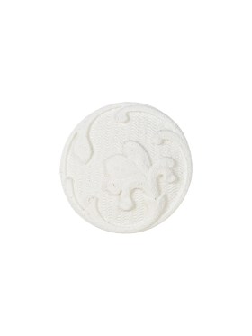 White Floral Embossed Shank Back Plastic Button – 24L/15mm White Floral Embossed Shank Back Plastic Button – 24L/15mm