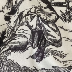 Black and White Classic Toile de Jouy Mercerized Organic Egyptian Cotton Shirting Black and White Classic Toile de Jouy Mercerized Organic Egyptian Cotton Shirting