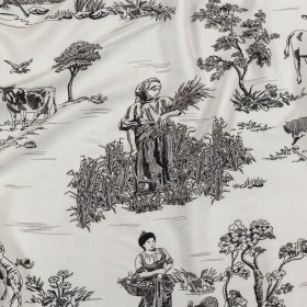 Black and White Classic Toile de Jouy Viscose Batiste Black and White Classic Toile de Jouy Viscose Batiste