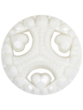 Italian White Studs and Hearts Open Framework Shank Back Button – 44L/28mm Italian White Studs and Hearts Open Framework Shank Back Button – 44L/28mm