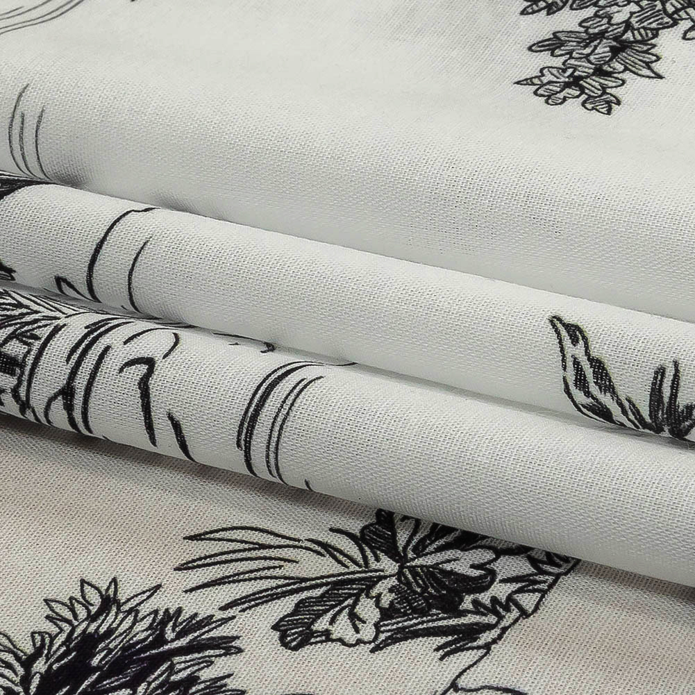 Cotton Voile – Black and White Classic Toile de Jouy Cotton Voile – Black and White Classic Toile de Jouy
