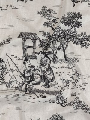 Cotton Voile – Black and White Classic Toile de Jouy Cotton Voile – Black and White Classic Toile de Jouy