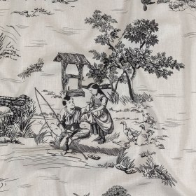 Cotton Voile – Black and White Classic Toile de Jouy Cotton Voile – Black and White Classic Toile de Jouy
