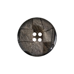 Black and Brown Mosaic Etched Low Convex 4-Hole Plastic Button – 36L/23mm Black and Brown Mosaic Etched Low Convex 4-Hole Plastic Button – 36L/23mm