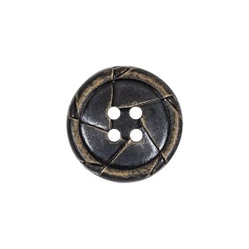 Antique Black Knotted Leather-Look 4-Hole Plastic Button – 32L/20mm Antique Black Knotted Leather-Look 4-Hole Plastic Button – 32L/20mm