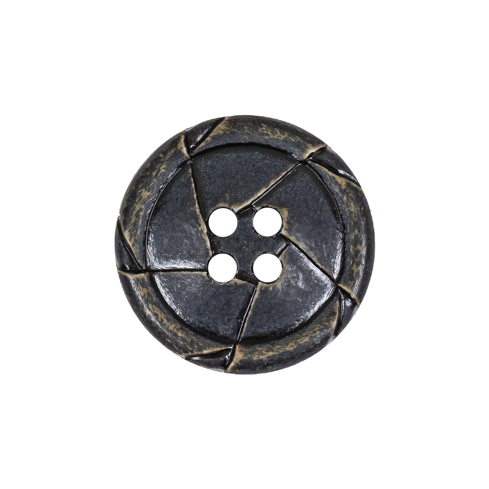 Antique Black Knotted Leather-Look 4-Hole Plastic Button – 36L/23mm Antique Black Knotted Leather-Look 4-Hole Plastic Button – 36L/23mm