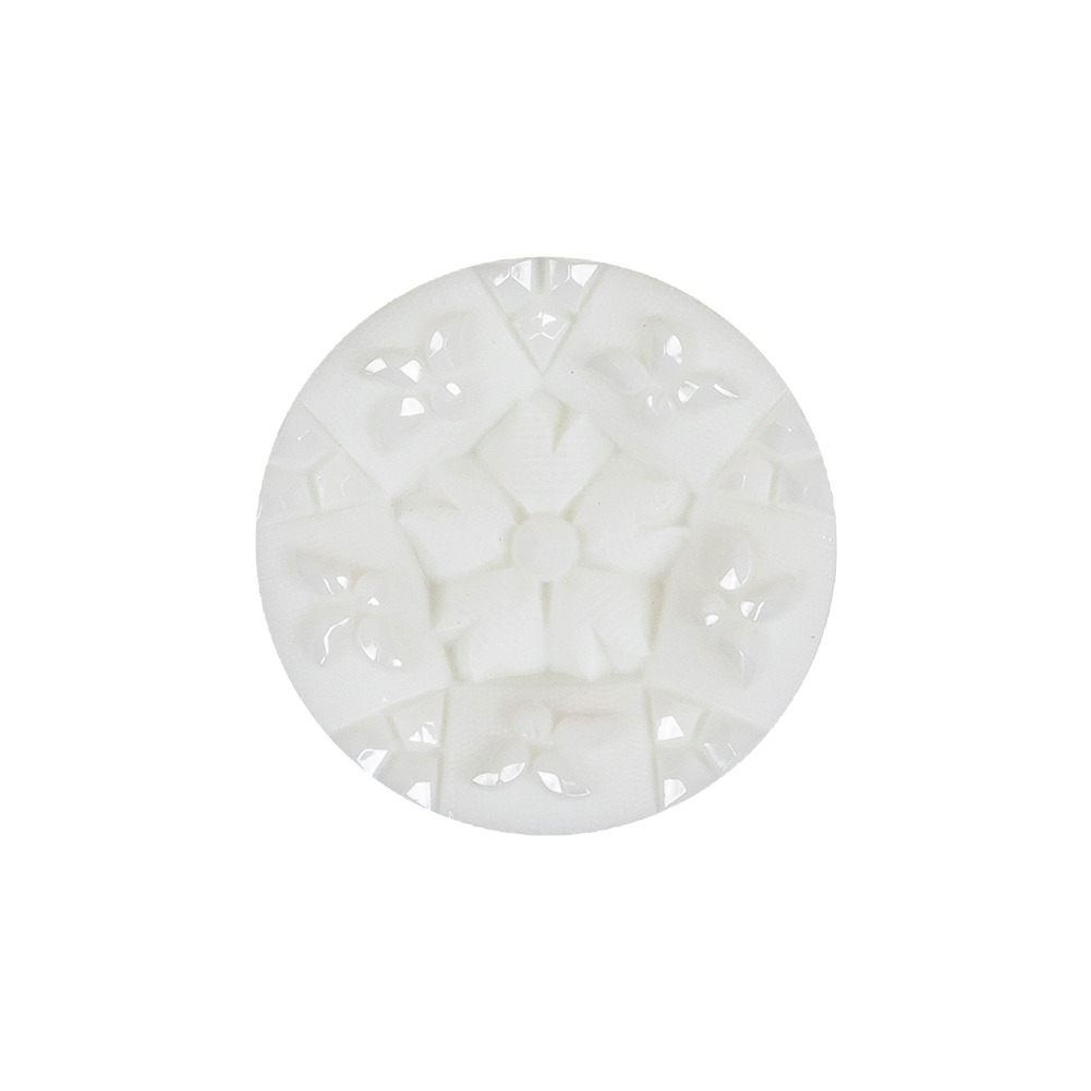 Italian White Concave Floral Molded Shank Back Plastic Button – 36L/23mm Italian White Concave Floral Molded Shank Back Plastic Button – 36L/23mm