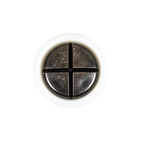 Italian White and Antique Bronze Plus Sign Plastic Shank Back Button – 36L/23mm Italian White and Antique Bronze Plus Sign Plastic Shank Back Button – 36L/23mm