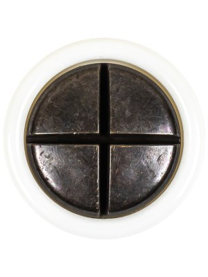 Italian White and Antique Bronze Plus Sign Plastic Shank Back Button – 44L/28mm Italian White and Antique Bronze Plus Sign Plastic Shank Back Button – 44L/28mm