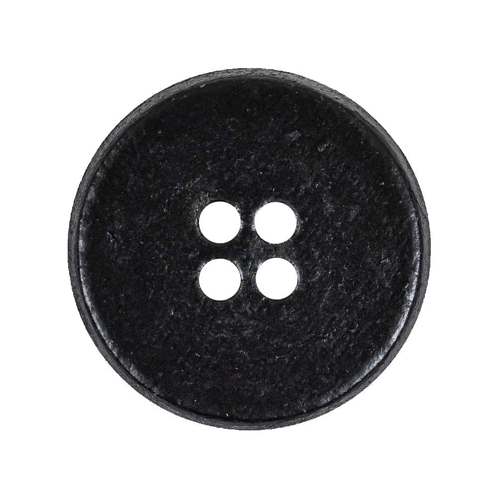 Italian Black Low Convex Leather 4-Hole Button – 44L/28mm Italian Black Low Convex Leather 4-Hole Button – 44L/28mm