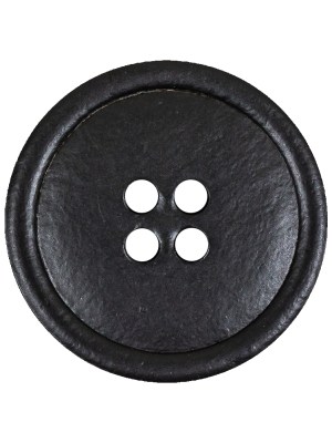 Italian Black Low Convex Leather 4-Hole Button – 44L/28mm Italian Black Low Convex Leather 4-Hole Button – 44L/28mm