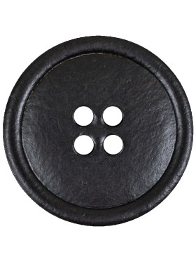 Italian Black Low Convex Leather 4-Hole Button – 44L/28mm Italian Black Low Convex Leather 4-Hole Button – 44L/28mm