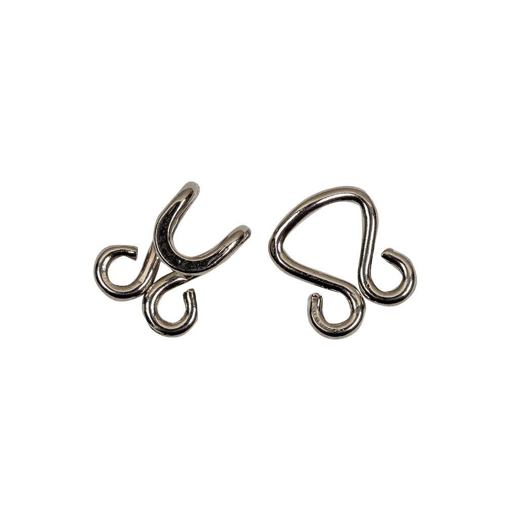 Silver Metal Hook and Eye Closure - 0.375" x 0.8125"