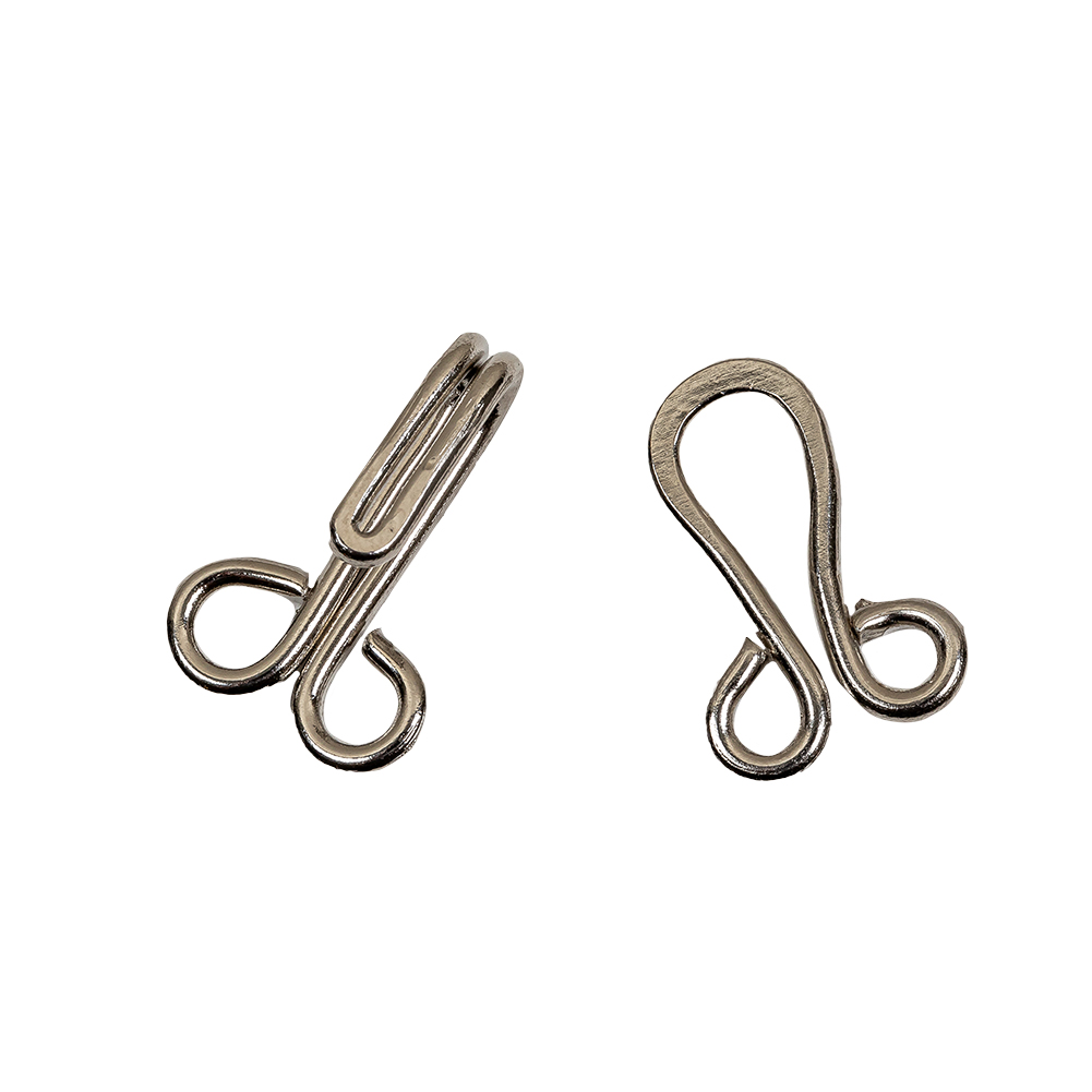 Nickel Metal Hook and Eye Closure - 0.625" X 1.5"