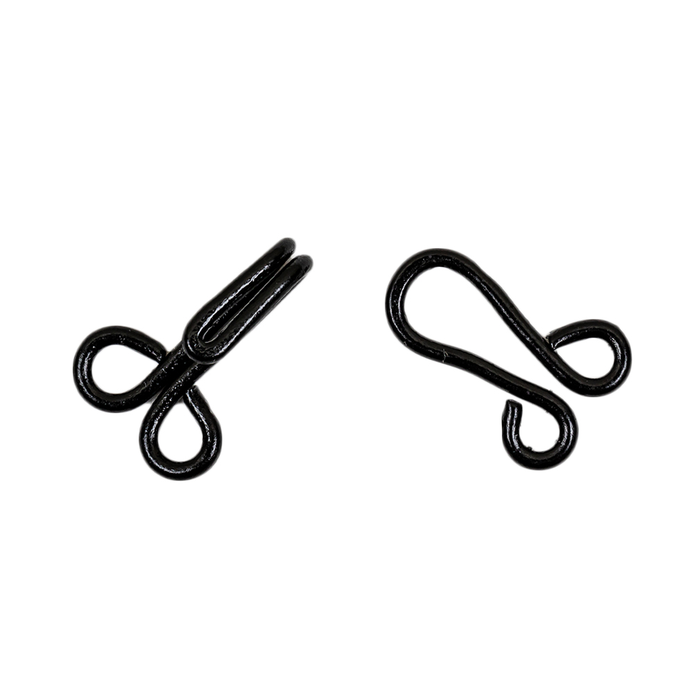 Black Metal Hook and Eye Closure - 0.625" X 1.5"