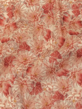 Pink, Red and Gray Packed Florals Stretch Linen and Rayon Woven Pink, Red and Gray Packed Florals Stretch Linen and Rayon Woven