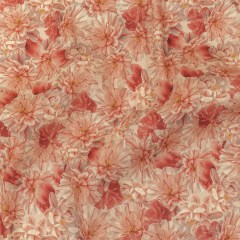Pink, Red and Gray Packed Florals Stretch Linen and Rayon Woven Pink, Red and Gray Packed Florals Stretch Linen and Rayon Woven