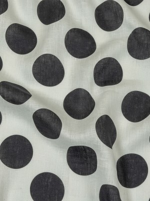 Black and White Big Polka Dots Medium Weight Linen Woven Black and White Big Polka Dots Medium Weight Linen Woven