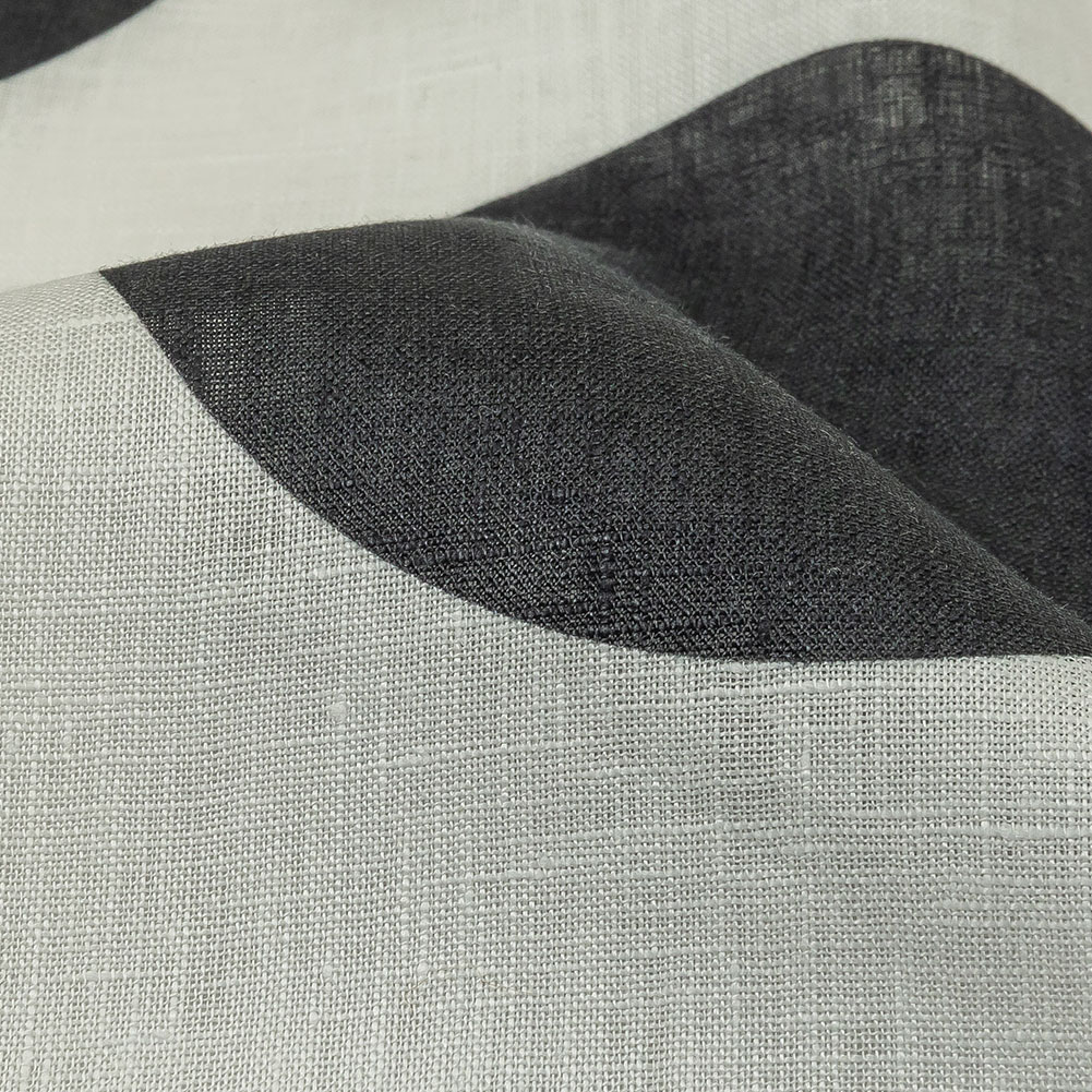 Medium Weight Linen Woven Print - Black and White Oversized Polka Dots