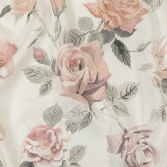 Dusty Pink, Gray and White Roses Medium Weight Linen Woven Dusty Pink, Gray and White Roses Medium Weight Linen Woven