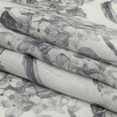 Gray and White Hydrangeas Medium Weight Linen Woven Gray and White Hydrangeas Medium Weight Linen Woven