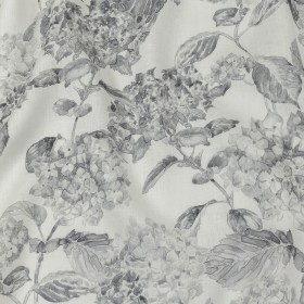 Gray and White Hydrangeas Medium Weight Linen Woven Gray and White Hydrangeas Medium Weight Linen Woven
