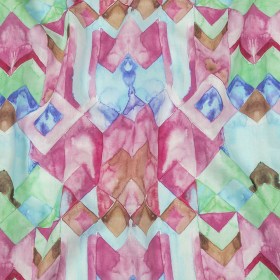 Pink, Blue and Green Watercolor Geometrics Medium Weight Linen Woven Pink, Blue and Green Watercolor Geometrics Medium Weight Linen Woven