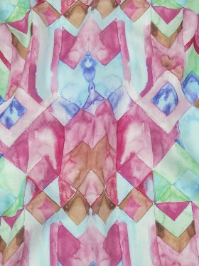 Pink, Blue and Green Watercolor Geometrics Medium Weight Linen Woven Pink, Blue and Green Watercolor Geometrics Medium Weight Linen Woven