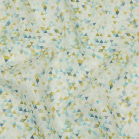 Blue, Lime and White Triangles Medium Weight Linen Woven Blue, Lime and White Triangles Medium Weight Linen Woven