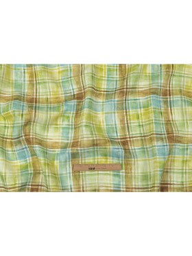Yellow, Blue and Brown Watercolor Plaid Medium Weight Linen Woven Yellow, Blue and Brown Watercolor Plaid Medium Weight Linen Woven