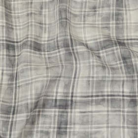 Gray and White Watercolor Plaid Medium Weight Linen Woven Gray and White Watercolor Plaid Medium Weight Linen Woven