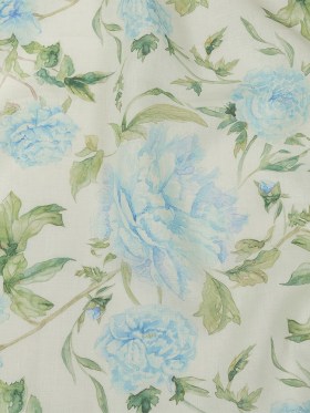 Blue, Green and White Watercolor Roses Medium Weight Linen Woven Blue, Green and White Watercolor Roses Medium Weight Linen Woven