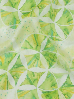 Green and Yellow Watercolor Medallions Medium Weight Linen Woven Green and Yellow Watercolor Medallions Medium Weight Linen Woven