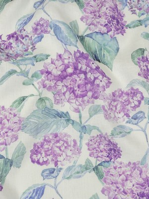 Purple, Green and White Hydrangeas Medium Weight Linen Woven Purple, Green and White Hydrangeas Medium Weight Linen Woven