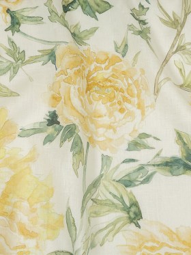 Yellow, Green and White Watercolor Roses Medium Weight Linen Woven Yellow, Green and White Watercolor Roses Medium Weight Linen Woven