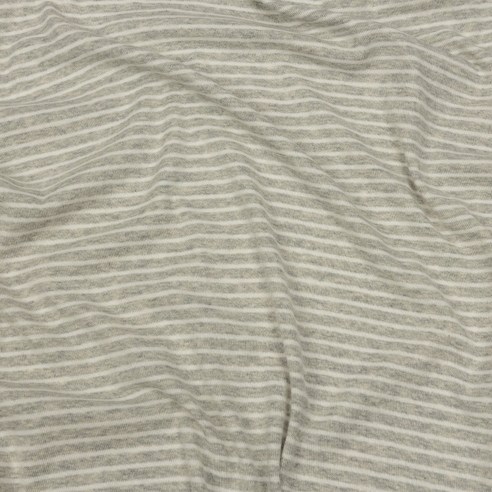 Heathered Gray and White Striped Cotton 1×1 Rib Knit Heathered Gray and White Striped Cotton 1×1 Rib Knit