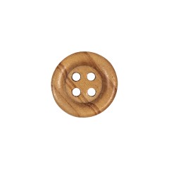 Natural Rolled Rim 4-Hole Wood Button – 24L/15mm Natural Rolled Rim 4-Hole Wood Button – 24L/15mm