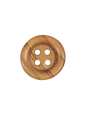 Natural Rolled Rim 4-Hole Wood Button – 24L/15mm Natural Rolled Rim 4-Hole Wood Button – 24L/15mm
