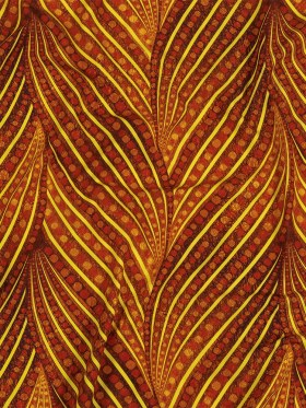 Red, Burnt Ochre and Yellow Art Deco Feathers UV Protective Compression Swimwear Tricot with Aloe Vera Microcapsules Red, Burnt Ochre and Yellow Art Deco Feathers UV Protective Compression Swimwear Tricot with Aloe Vera Microcapsules