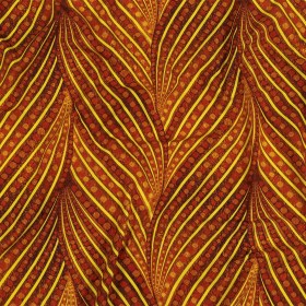 Red, Burnt Ochre and Yellow Art Deco Feathers UV Protective Compression Swimwear Tricot with Aloe Vera Microcapsules Red, Burnt Ochre and Yellow Art Deco Feathers UV Protective Compression Swimwear Tricot with Aloe Vera Microcapsules