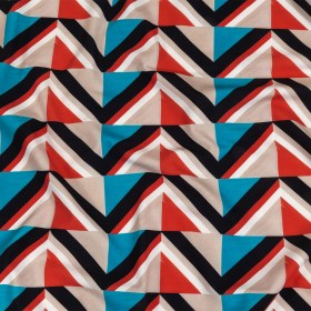 Red, Beige and Teal Triangles UV Protective Compression Swimwear Tricot with Aloe Vera Microcapsules Red, Beige and Teal Triangles UV Protective Compression Swimwear Tricot with Aloe Vera Microcapsules