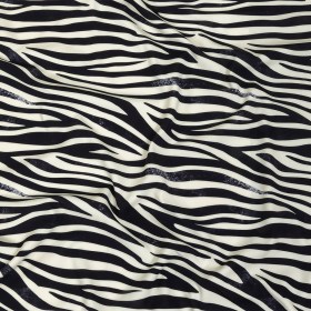 Black and Cream Zebra Stripes UV Protective Compression Swimwear Tricot with Aloe Vera Microcapsules Black and Cream Zebra Stripes UV Protective Compression Swimwear Tricot with Aloe Vera Microcapsules