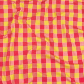 Hot Pink and Yellow Checks UV Protective Compression Swimwear Tricot with Aloe Vera Microcapsules Hot Pink and Yellow Checks UV Protective Compression Swimwear Tricot with Aloe Vera Microcapsules
