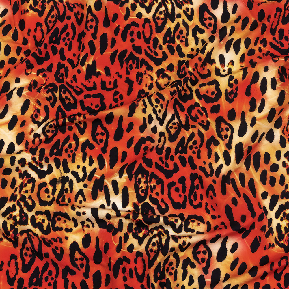 Compression Swimwear Tricot, UV Protective with Aloe Vera Microcapsules – Orange and Yellow Tie Dye Leopard – Caye Collection Compression Swimwear Tricot, UV Protective with Aloe Vera Microcapsules – Orange and Yellow Tie Dye Leopard – Caye Collection