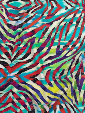 Pink, Teal and Lime Zebra Stripes UV Protective Compression Swimwear Tricot with Aloe Vera Microcapsules Pink, Teal and Lime Zebra Stripes UV Protective Compression Swimwear Tricot with Aloe Vera Microcapsules